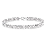 Load image into Gallery viewer, 1/10 Ctw 'X' and SQ Round Cut Diamond Bracelet in Sterling Silver