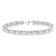 1/10 Ctw 'X' and SQ Round Cut Diamond Bracelet in Sterling Silver