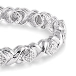 Load image into Gallery viewer, 1/10 Ctw 'X' and SQ Round Cut Diamond Bracelet in Sterling Silver