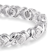 1/10 Ctw 'X' and SQ Round Cut Diamond Bracelet in Sterling Silver