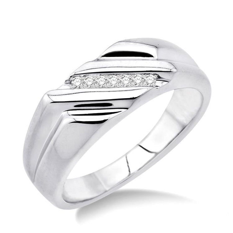 1/20 Ctw Round Cut Diamond Men's Ring in Sterling Silver
