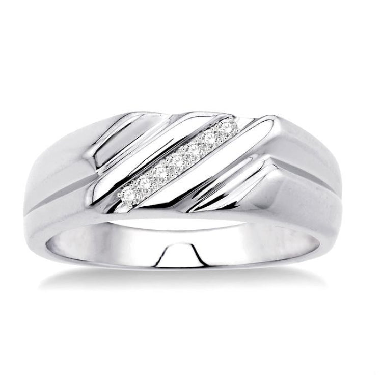 1/20 Ctw Round Cut Diamond Men's Ring in Sterling Silver