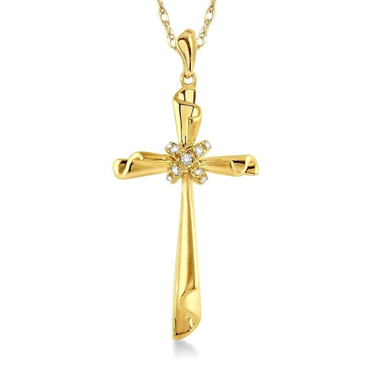 1/20 Ctw Round Cut Diamond Pendant in 14K Yellow Gold with Chain
