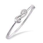 Load image into Gallery viewer, 1/20 Ctw Round Cut Diamond Bangle in Sterling Silver