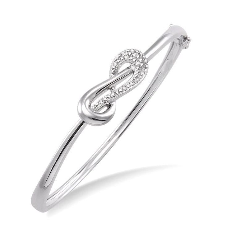 1/20 Ctw Round Cut Diamond Bangle in Sterling Silver