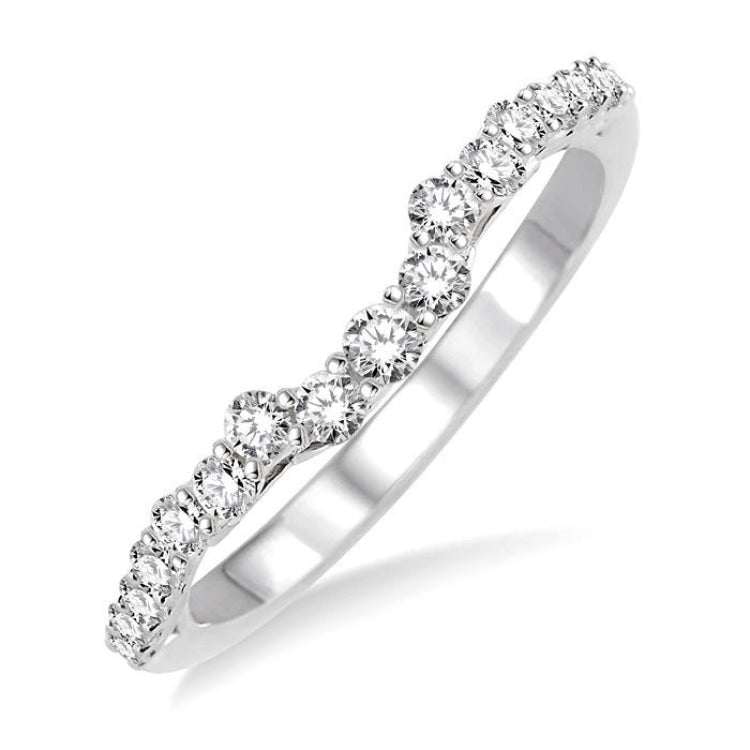 3/8 Ctw Round Cut Diamond Wedding Band in 14K White Gold