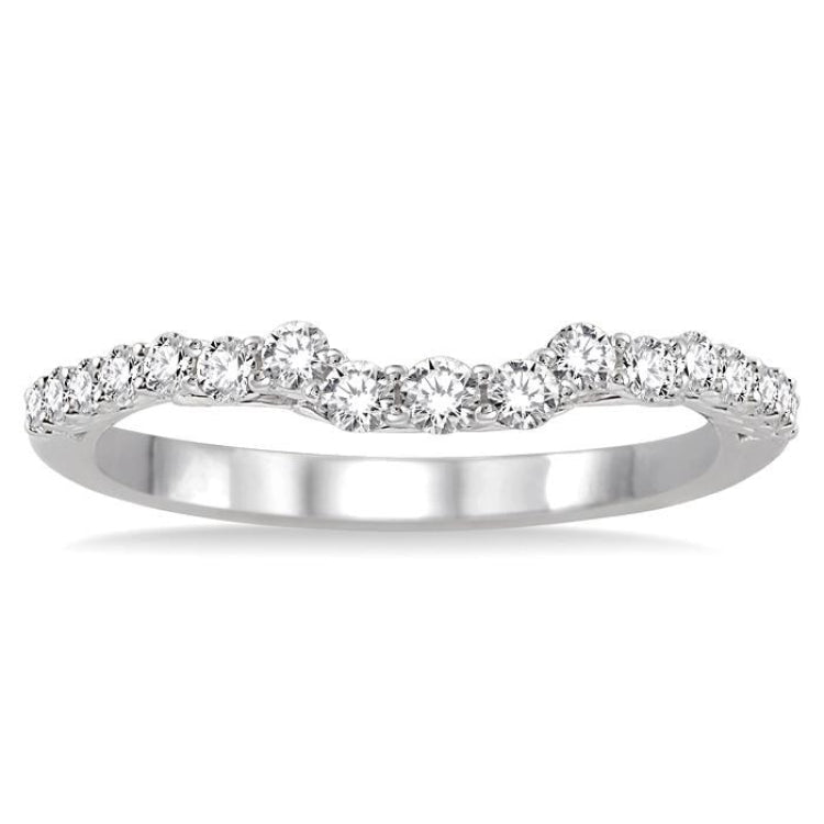 3/8 Ctw Round Cut Diamond Wedding Band in 14K White Gold