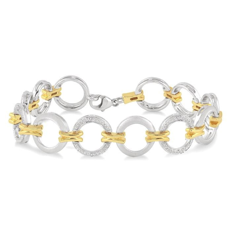 1/10 Ctw Round Cut Diamond Circle Bracelet in Sterling Silver