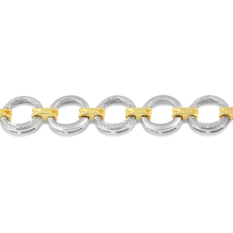 1/10 Ctw Round Cut Diamond Circle Bracelet in Sterling Silver