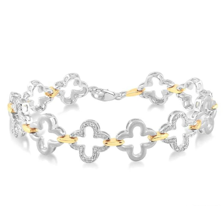 1/10 Ctw Bold Round Cut Diamond Paperclip Fashion Bracelet in Sterling Silver