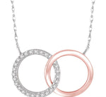 Load image into Gallery viewer, 1/6 Ctw Round Cut Diamond Circle n Circle Pendant in 10K White and Rose Gold with Chain