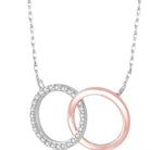 Load image into Gallery viewer, 1/6 Ctw Round Cut Diamond Circle n Circle Pendant in 10K White and Rose Gold with Chain