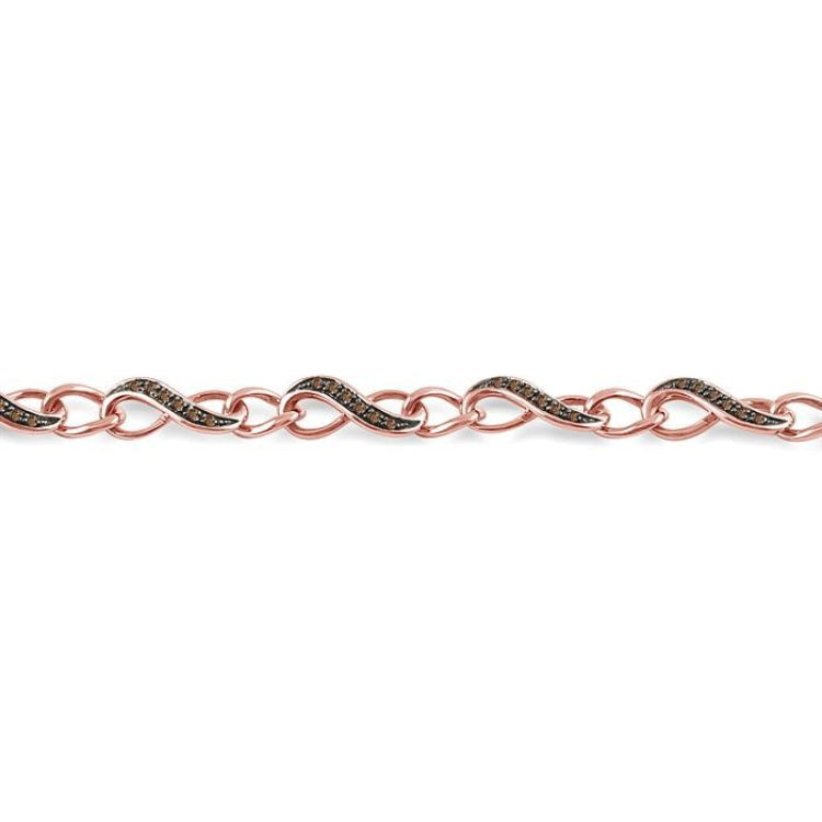 1/4 Ctw Round cut Champagne Brown Diamond Infinity Bracelet in 10K Rose Gold