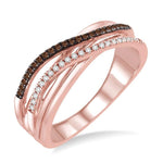 Load image into Gallery viewer, 1/5 Ctw Round Cut White and Champagne Brown Diamond Ring in 10K Rose Gold