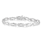 Load image into Gallery viewer, 1/10 Ctw Round Cut Diamond Swirl bracelet in Sterling Silver