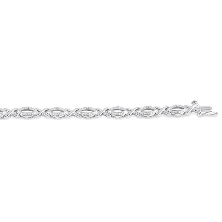 1/10 Ctw Round Cut Diamond Swirl bracelet in Sterling Silver