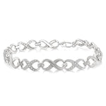 Load image into Gallery viewer, 1/10 Ctw Round Cut Diamond Swirl bracelet in Sterling Silver