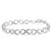 1/10 Ctw Round Cut Diamond Swirl bracelet in Sterling Silver