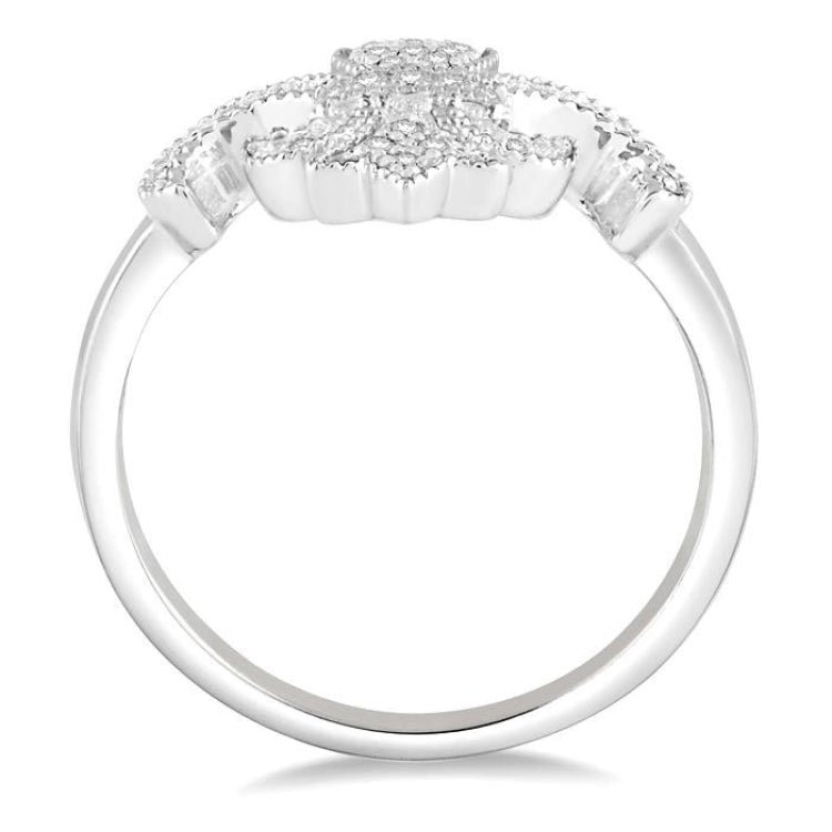 1/6 Ctw Round Cut Diamond Fleur De Lis Ring in 10K White Gold