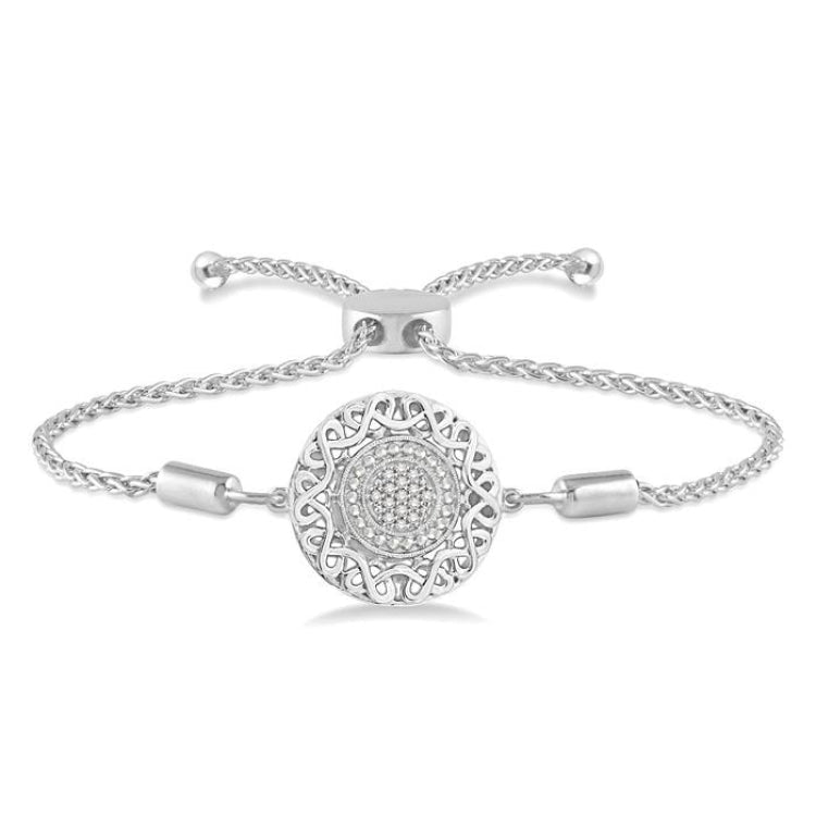 1/20 Ctw Circular Lattice Round Cut Diamond Lariat Bracelet in Sterling Silver