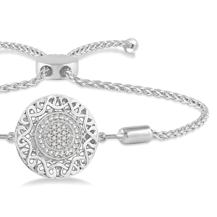1/20 Ctw Circular Lattice Round Cut Diamond Lariat Bracelet in Sterling Silver