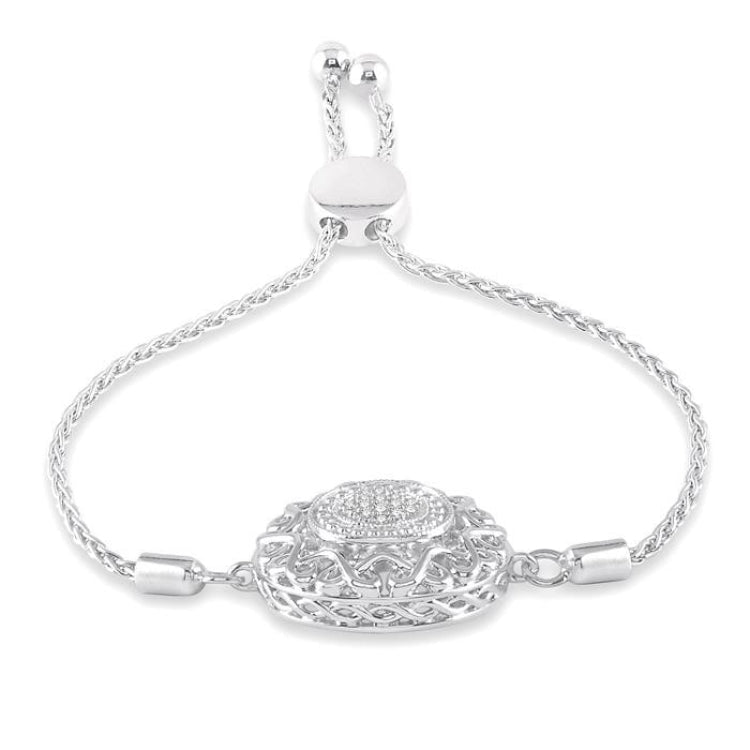 1/20 Ctw Circular Lattice Round Cut Diamond Lariat Bracelet in Sterling Silver