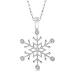Load image into Gallery viewer, 1/50 Ctw Snowflake Motif Round Cut Diamond Pendant With Link Chain in 10K White Gold