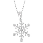 Load image into Gallery viewer, 1/50 Ctw Snowflake Motif Round Cut Diamond Pendant With Link Chain in 10K White Gold