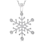 Load image into Gallery viewer, 1/50 Ctw Snowflake Motif Round Cut Diamond Pendant With Link Chain in 10K White Gold