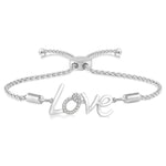 Load image into Gallery viewer, 1/20 Ctw Love Carved Round Cut Diamond Sterling Silver Lariat Bracelet