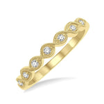 Load image into Gallery viewer, 1/10 Ctw Milgrain Marquise Lattice Round Cut Diamond Stack Band in 14K Yellow Gold