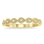 Load image into Gallery viewer, 1/10 Ctw Milgrain Marquise Lattice Round Cut Diamond Stack Band in 14K Yellow Gold