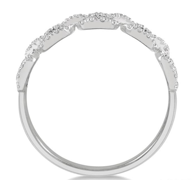 1/4 Ctw Box Chain Link Round Cut Diamond Ladies Band in 14K White Gold