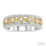 3/8 Ctw Lattice Two Tone Round Cut Diamond Fashion Band in 14K White and Yellow Gold