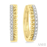 1/4 Ctw Circular Bead & Round Cut Bead Bijoux Diamond Hoop Earrings in 14K Yellow Gold