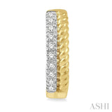 1/10 Ctw Rope Bead & Round Cut Diamond Huggie Petite Earrings in 10K Yellow Gold