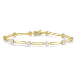 Load image into Gallery viewer, 1 1/5 Ctw Lovebright Round Cut Diamond Paperclip Link Bracelet in 14K Yellow and White Gold