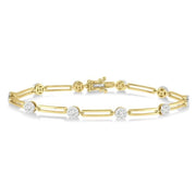 1 1/5 Ctw Lovebright Round Cut Diamond Paperclip Link Bracelet in 14K Yellow and White Gold