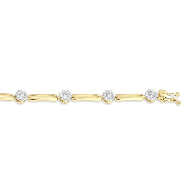 1 1/5 Ctw Lovebright Round Cut Diamond Paperclip Link Bracelet in 14K Yellow and White Gold
