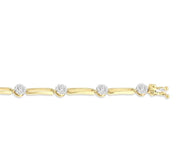 1 1/5 Ctw Lovebright Round Cut Diamond Paperclip Link Bracelet in 14K Yellow and White Gold