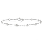 1/6 Ctw Cushion Shape Mount Round Cut Diamond Station Bracelet in 10K White Gold