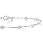 1/6 Ctw Cushion Shape Mount Round Cut Diamond Station Bracelet in 10K White Gold
