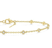 1/6 Ctw Cushion Shape Mount Round Cut Diamond Station Bracelet in 10K Yellow Gold