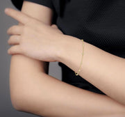 1/6 Ctw Cushion Shape Mount Round Cut Diamond Station Bracelet in 10K Yellow Gold