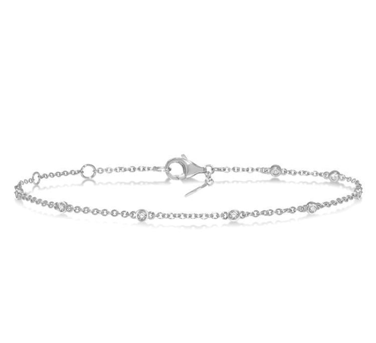 1/6 Ctw Circular Mount Round Cut Diamond Station Bracelet in 10K White Gold
