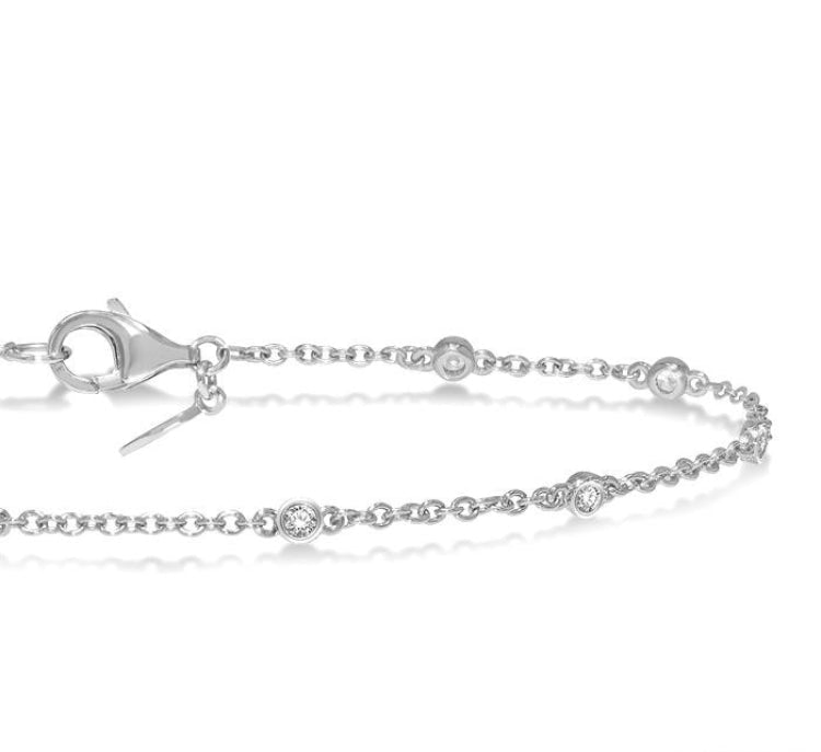 1/6 Ctw Circular Mount Round Cut Diamond Station Bracelet in 10K White Gold