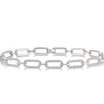 Load image into Gallery viewer, 1 Ctw Round Cut Diamond Paperclip Bracelet in 14K White Gold