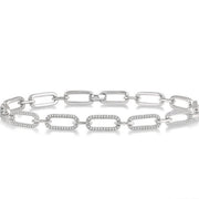 1 Ctw Round Cut Diamond Paperclip Bracelet in 14K White Gold