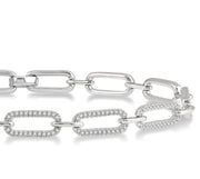 1 Ctw Round Cut Diamond Paperclip Bracelet in 14K White Gold