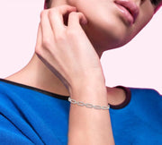 1 Ctw Round Cut Diamond Paperclip Bracelet in 14K White Gold